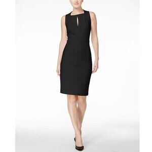 CALVIN KLEIN Sleeveless Keyhole Scuba Crepe Knee-Length Sheath Cocktail Dress